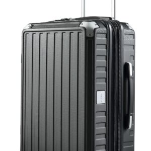 LUGGEX PC Carry On Luggage 22x14x9 Airline Approved - Expandable Hardside Luggage with Spinner Wheels - 4 Metal Corner Hassle-Free Travel (Black Suitcase)