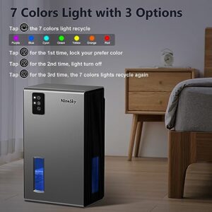 NineSky Dehumidifier for Home, 85 OZ Water Tank, (800 sq.ft) Dehumidifiers for Bathroom Bedroom with Auto Shut Off,7 Colors LED Light(Gray)