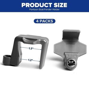 yboatch Boat Bumper Clips Hangers Adjusters Cleats 4Pack, Pontoon Fender Clips for Docking, Durable ABS Boat Fender Clips for 1 Inch and 1.25 Inch Square Tube, Grey