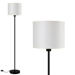 floor lamps for living room, modern standing lamp with bulb(12w, 2700k), white lamp shades, foot switch, simple pole lamps tall lamp for bedroom,office/living room/nightstand, boho reading floor lamp
