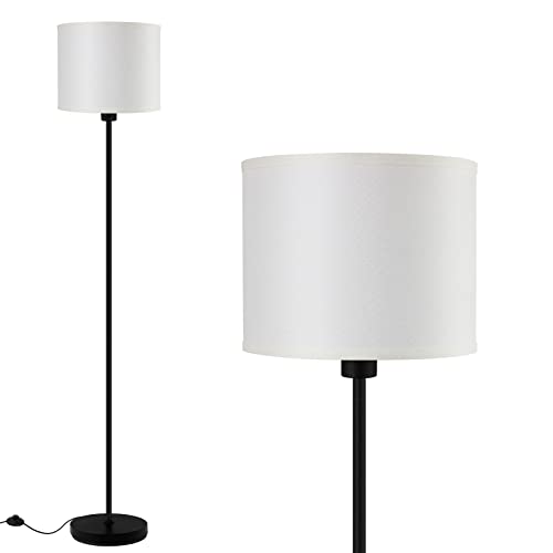 Floor Lamps for Living Room, Modern Standing Lamp with Bulb(12W, 2700K), White Lamp Shades, Foot Switch, Simple Pole Lamps Tall Lamp for Bedroom,Office/Living Room/Nightstand, Boho Reading Floor Lamp