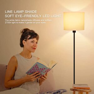 Floor Lamps for Living Room, Modern Standing Lamp with Bulb(12W, 2700K), White Lamp Shades, Foot Switch, Simple Pole Lamps Tall Lamp for Bedroom,Office/Living Room/Nightstand, Boho Reading Floor Lamp