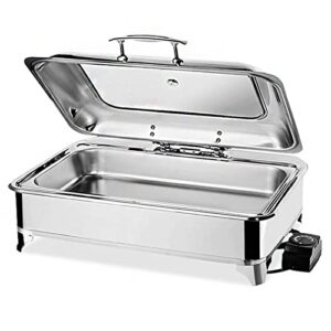 food warmers for parties buffets electric, electric chafing dish buffet set with clear glass hydraulic covers, stainless steel buffet server and adjustable temperature warming tray 35°c~80°c, 9l(siz