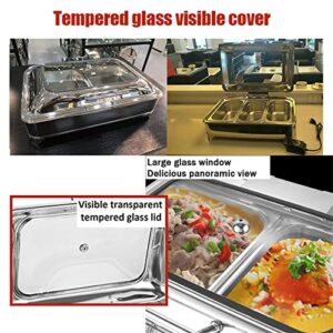 Food Warmers for Parties Buffets Electric, Electric Chafing Dish Buffet Set with Clear Glass Hydraulic Covers, Stainless Steel Buffet Server and Adjustable Temperature Warming Tray 35°c~80°c, 9l(Siz