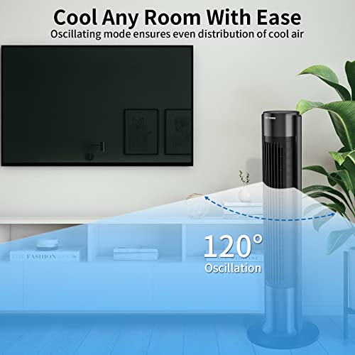 BILT HARD 42'' Tower Fan with Remote, 120°Oscillating Fan with 3 Speeds, LED Display, 8H Timer, Quiet Standing Bladeless Floor Fans Powerful for Home Bedroom Living Room Office black