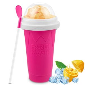 slushie maker cup, magic quick frozen smoothies cup for homemade milk shake ice cream maker, cooling cup, double layer squeeze slushy maker cup, birthday gifts for friends&family (pink)