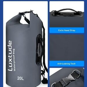 Luxtude Waterproof Dry Bag for Women Men, 5L Thicker Waterproof Backpack with Phone Case, Roll Top Floating Marine Dry Bags for Kayaking, Rafting, Hiking, Swimming, Boating, Beach etc. (Black)