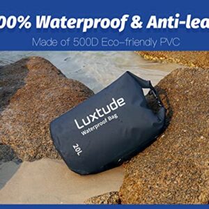 Luxtude Waterproof Dry Bag for Women Men, 5L Thicker Waterproof Backpack with Phone Case, Roll Top Floating Marine Dry Bags for Kayaking, Rafting, Hiking, Swimming, Boating, Beach etc. (Black)