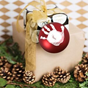 Tiny Ideas Baby's Print 1st Holiday Keepsake Ball Ornament with Included Paint for Handprint, DIY Christmas Ornament, Red (Pack of 2)