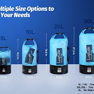 Luxtude Waterproof Dry Bag for Women Men, 5L Waterproof Backpack with Phone Case, Roll Top Floating Marine Dry Bags for Kayaking, Travel, Hiking, Swimming, Boating, Camping, Beach etc. (Blue)