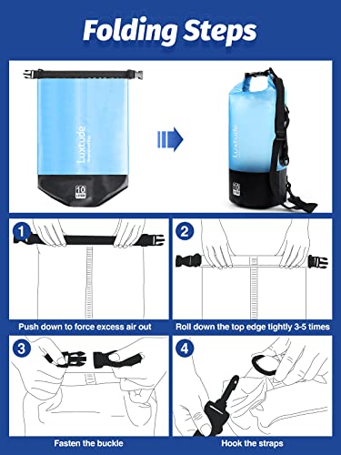 Luxtude Waterproof Dry Bag for Women Men, 5L Waterproof Backpack with Phone Case, Roll Top Floating Marine Dry Bags for Kayaking, Travel, Hiking, Swimming, Boating, Camping, Beach etc. (Blue)