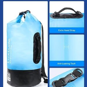 Luxtude Waterproof Dry Bag for Women Men, 5L Waterproof Backpack with Phone Case, Roll Top Floating Marine Dry Bags for Kayaking, Travel, Hiking, Swimming, Boating, Camping, Beach etc. (Blue)