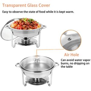 Naviocean Chafing Dish Buffet Set Chafers and Buffet Food Warmers for Parties 5 QT Round Chafing Servers Dish with Glass Cover Food Catering Chafers for Catering Event Buffet Banquet (2 Packs)