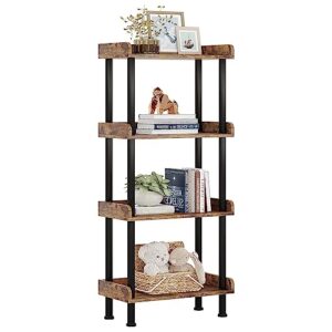 hosfais bookcase bookshelf, vintage small bookshelf for small spaces, wooden book shelf small bookcase for living room bedroom, rustic etagere bookshelves and bookcases storage organizer, 4-tier