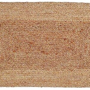 Jute Braided Natural Rug 2’X3' -Natural Linen Colour, Hand Woven & Reversible for Living Room Kitchen Entryway Rug, Jute Burlap Braided Rag Rug 24x36 inch, Farmhouse Rag Rug, Rustic Rug