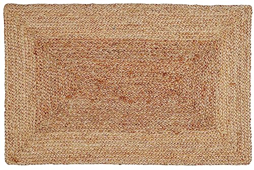 Jute Braided Natural Rug 2’X3' -Natural Linen Colour, Hand Woven & Reversible for Living Room Kitchen Entryway Rug, Jute Burlap Braided Rag Rug 24x36 inch, Farmhouse Rag Rug, Rustic Rug