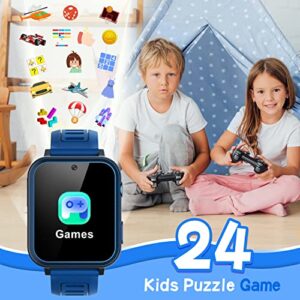 Kids Smart Watch Boys 5-7 8-10 3-5 10-12, Kids Watch with 24 Games, Kids Pedometer Watch with Camera Player Calculator Alarm Calendar Recorder Stopwatch Timer, Cool Kids Toy for Boys