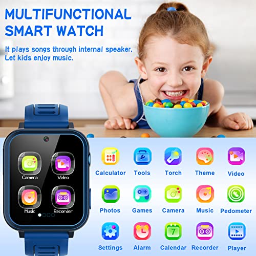 Kids Smart Watch Boys 5-7 8-10 3-5 10-12, Kids Watch with 24 Games, Kids Pedometer Watch with Camera Player Calculator Alarm Calendar Recorder Stopwatch Timer, Cool Kids Toy for Boys