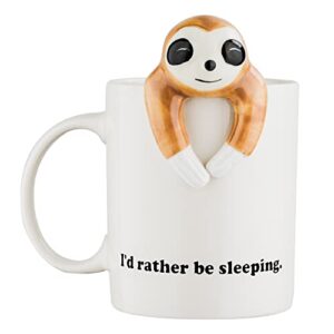 funny sloth coffee mugs gift for women - unique cute sloth gifts for women, men - birthday gift for friends, coworkers, aunt, sister, mom - i'd rather be sleeping - sarcastic novelty gag office gift