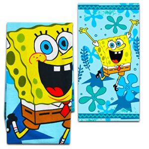 Nickelodeon Spongebob Towel Set for Kids, Boys, Girls - Bundle with Spongebob Squarepants Beach Towel, Stickers and More | Spongebob Pool and Bathroom Set