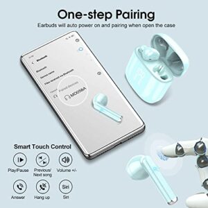 OYIB Wireless Earbuds, Bluetooth 5.3 Headphones Clear Call with ENC Mic, 25Hrs Playtime with LED Power Display Charging Case, Touch Control, IP7 Waterproof Bluetooth Earphones for Android iOS(Blue)