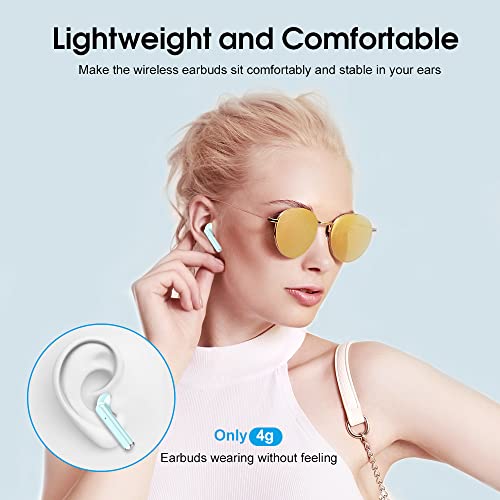 OYIB Wireless Earbuds, Bluetooth 5.3 Headphones Clear Call with ENC Mic, 25Hrs Playtime with LED Power Display Charging Case, Touch Control, IP7 Waterproof Bluetooth Earphones for Android iOS(Blue)