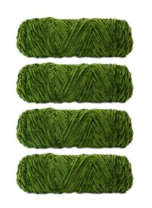 4 skeins chenille yarn，hand knitting soft glossy chenille velvet amigurumi yarn for crochet weaving blanket diy craft total 400g (harvest green)