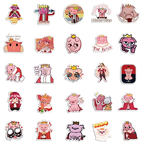 100Pcs Technoblades Game Pink Pig Cute Vinyl Cartoon Stickers for Kids Girls Boys Teens Adults for Water Bottles Laptop Phone Journaling for Birthday Party Supplies Halloween Decoration Favors