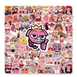 100Pcs Technoblades Game Pink Pig Cute Vinyl Cartoon Stickers for Kids Girls Boys Teens Adults for Water Bottles Laptop Phone Journaling for Birthday Party Supplies Halloween Decoration Favors