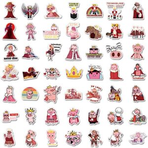 100Pcs Technoblades Game Pink Pig Cute Vinyl Cartoon Stickers for Kids Girls Boys Teens Adults for Water Bottles Laptop Phone Journaling for Birthday Party Supplies Halloween Decoration Favors