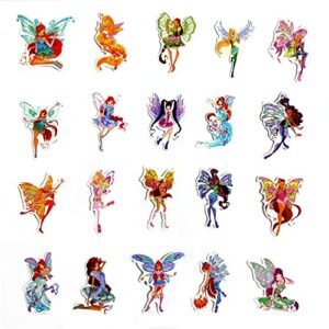 Aiwuding Winx Club Stickers Pack, 70PCs, Fairy Witch Stickers, Aesthetic Vinyl Waterproof Decals, Stickers for Hydro Flask, Laptop, Water Bottle, Stickers for Kids, Toddlers, Teens, Girls, Cute Cool Car Stickers (Wins