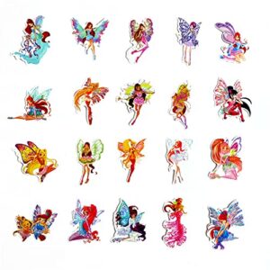 Aiwuding Winx Club Stickers Pack, 70PCs, Fairy Witch Stickers, Aesthetic Vinyl Waterproof Decals, Stickers for Hydro Flask, Laptop, Water Bottle, Stickers for Kids, Toddlers, Teens, Girls, Cute Cool Car Stickers (Wins