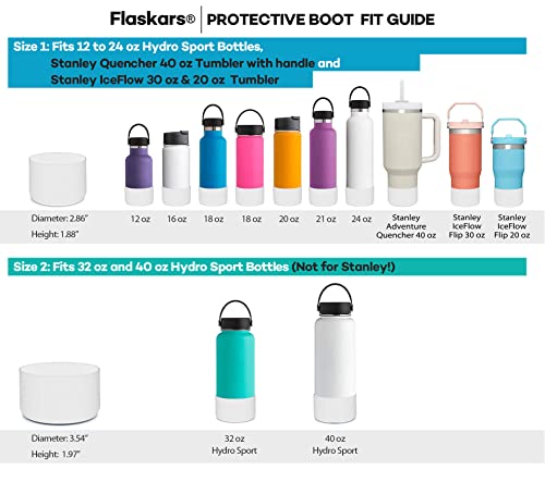 Flaskars Protective Silicone Boot for 12oz - 40 oz Hydroflask/Stanley Water Bottles Tumbler Anti-Slip Bottom Sleeve Cover Bumper (Fits Hydroflask 32 oz and 40 oz Bottles, Clear)