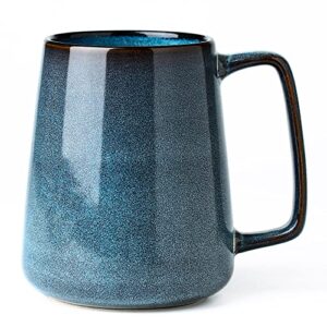 masoline 24 oz large ceramic coffee mugs, extra large tea and coffee cups, large handle design, big coffee mug for office and home, microwave and diahwasher safe. (24 oz blue)