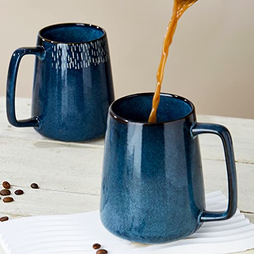 masoline 24 oz Large Ceramic Coffee mugs, Extra Large Tea and Coffee Cups, Large Handle Design, Big Coffee Mug for Office and Home, Microwave and Diahwasher Safe. (24 oz blue)