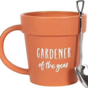 VELENTI Gardener Coffee Mug Gift - Funny Plant Pot Mug with Shovel Spoon - Cool Coffee Mugs for Men, Women - Mug for Gardeners, Dad Birthday Gifts, Cute Mom Christmas Gifts (Gardener Coffee Mug)