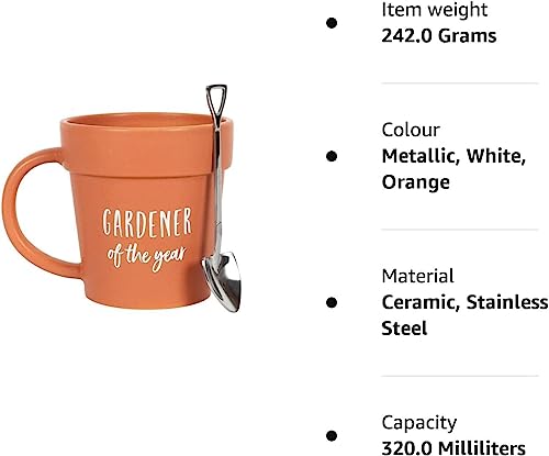 VELENTI Gardener Coffee Mug Gift - Funny Plant Pot Mug with Shovel Spoon - Cool Coffee Mugs for Men, Women - Mug for Gardeners, Dad Birthday Gifts, Cute Mom Christmas Gifts (Gardener Coffee Mug)