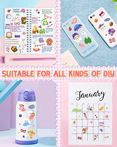 Benresive 1000 Pcs Cute Stickers for Kids, Water Bottle Stickers Kawaii Waterproof Vinyl Scrapbook Phone Laptop Stickers, 100 Sheets Journaling Aesthetic Sticker Packs for Girls Teens（Pink）