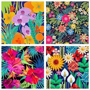 4 pack paint by number for adults flower-paint by numbers for adults or beginner,flower paint by number perfect for gift home wall decor(8x8inch)