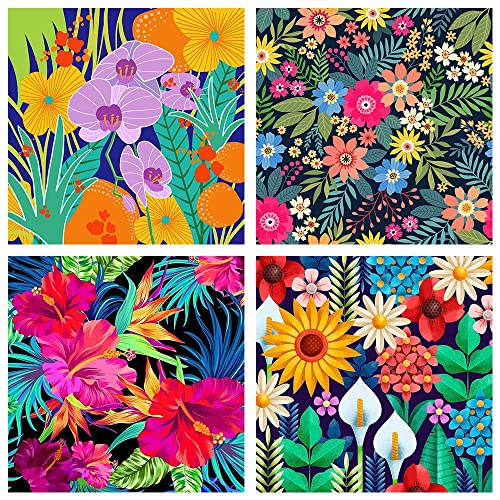 4 Pack Paint by Number for Adults Flower-Paint by Numbers for Adults or Beginner,Flower Paint by Number Perfect for Gift Home Wall Decor(8x8inch)