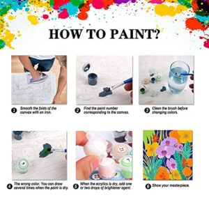 4 Pack Paint by Number for Adults Flower-Paint by Numbers for Adults or Beginner,Flower Paint by Number Perfect for Gift Home Wall Decor(8x8inch)