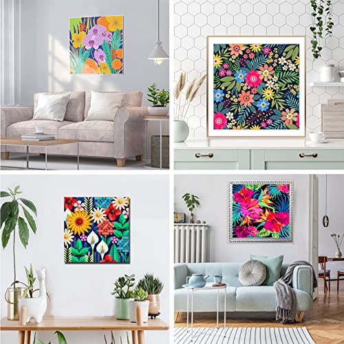 4 Pack Paint by Number for Adults Flower-Paint by Numbers for Adults or Beginner,Flower Paint by Number Perfect for Gift Home Wall Decor(8x8inch)