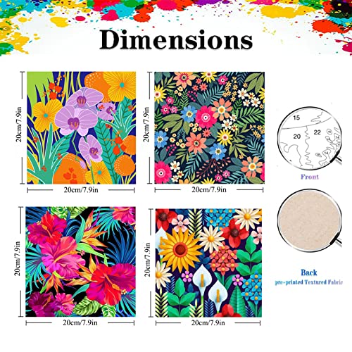 4 Pack Paint by Number for Adults Flower-Paint by Numbers for Adults or Beginner,Flower Paint by Number Perfect for Gift Home Wall Decor(8x8inch)