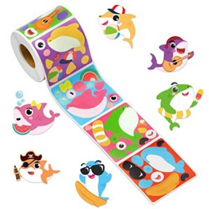haooryx 300pcs ocean animal make a shark stickers roll funny make your own sea creature sticker mix and match shark diy sticker for water bottles laptop kids birthday party favors