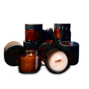 mini mandle | sustainable 100% soy candle, amber glass jar, wood wick, 2oz candle (vanilla, 2oz)