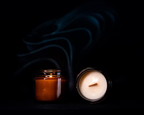 Mini Mandle | Sustainable 100% Soy Candle, Amber Glass Jar, Wood Wick, 2oz Candle (Vanilla, 2oz)