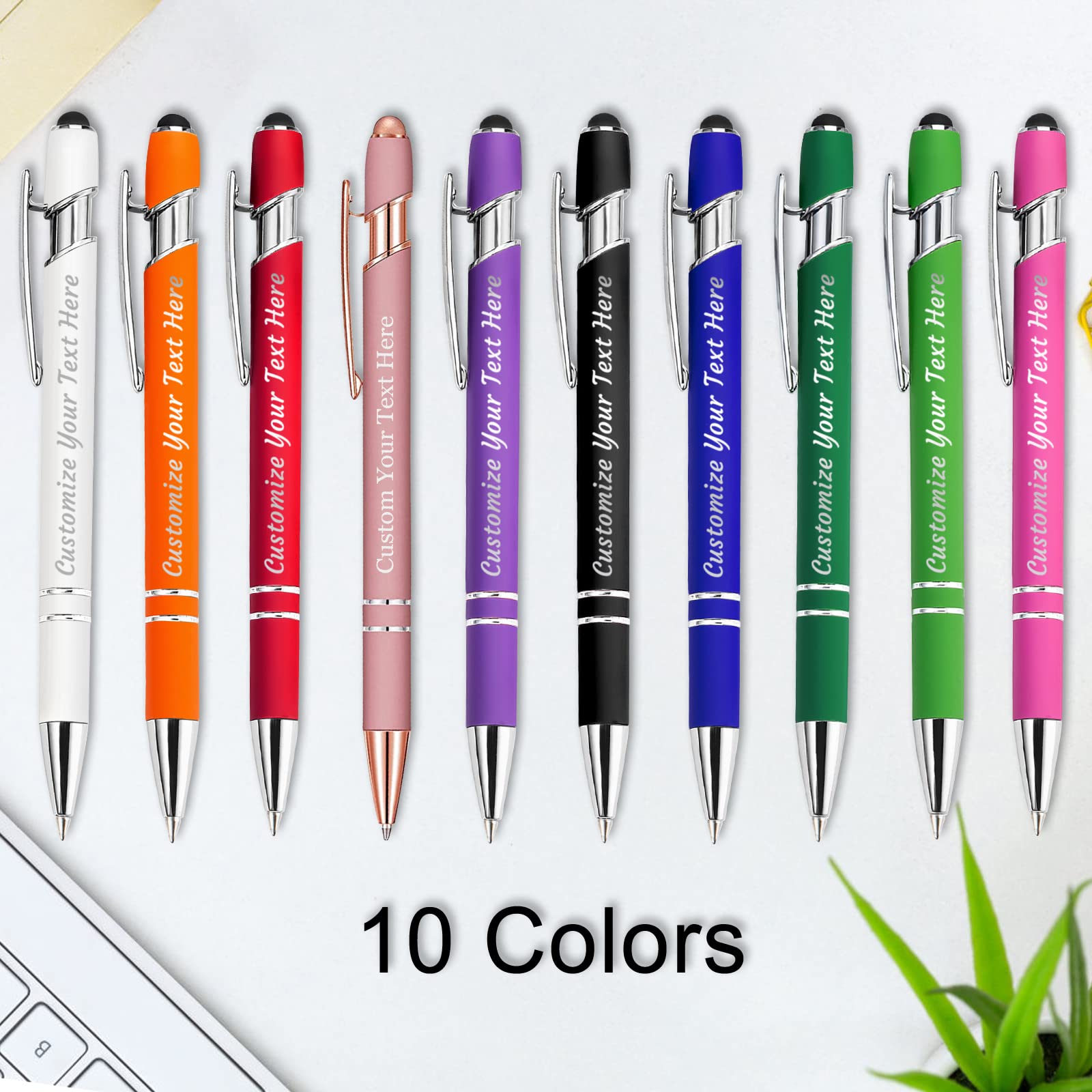 Max 500 Personalized Pens in Bulk Custom Pens with Stylus Tips Engraved Name Customized Ballpoint Pen Gift for Men Women Adults Business Teacher Nurses Wedding-300Pack