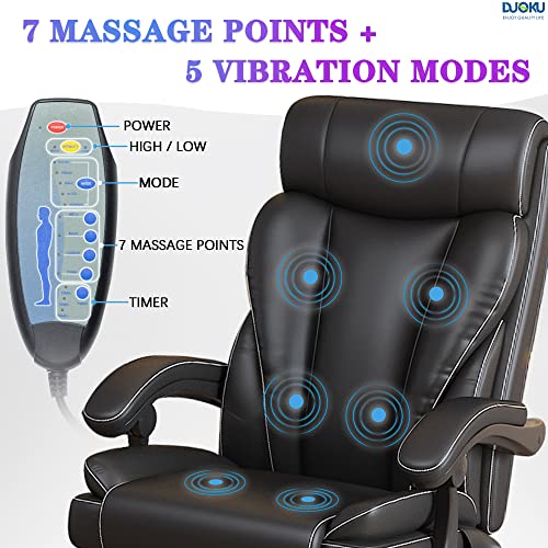 Massage Office Chair, Big and Tall Ergonomic Office Chair 350lb Wide Seat Desk Chair with Massage High Back PU Leather Computer Chair Executive Work Chair with Wheels