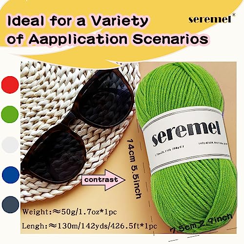 seremel 4Ply Acrylic Soft Yarn 2 Balls 1Pack, 2 Pcs Crochet Yarn Total 100g (3.4oz) / 260m (280Yds), Crocheting/Knitting #4 Medium Yarns, Worsted Beautiful Color (Hot Red)