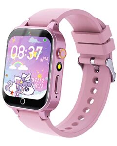 smart watch for kids with video camera music player educational birthday gifts for 6 7 8 9 10 11 12 year old boys (pink)